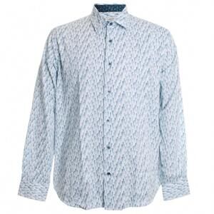NEW GARNET CLOTHIERS men's stairline print stretch shirt in indigo